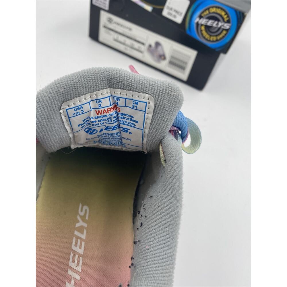 HEELYS Silver with Rainbow laces skate shoe Youth Girls Size 3 - Picture 13 of 15